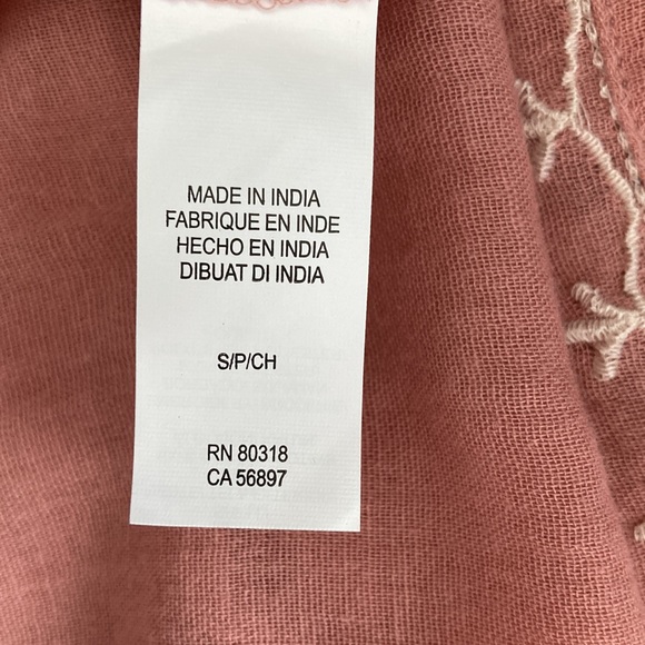 Lucky Brand Peach White Embroidered Long Sleeve Top - Picture 5 of 7